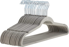 Slim, Velvet, Non-Slip Suit Clothes Hangers, Gray/Silver - Pack of 30, Non Slip
