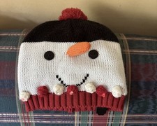 Winter Christmas Lighted Snowman Knit Hat/Beanie Pom Battery Powered Working
