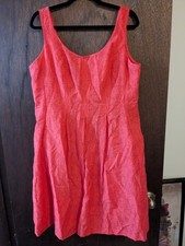 Nine West Size 16 Fit & Flare Orange Textured Striped Dress