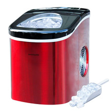 Counter Top Portable, 26 Lb per Day Nugget Ice Maker Machine Red Stainless Stee