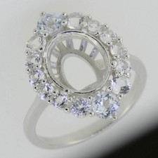 Semi Mount Women Engagement RIng Setting Oval 9x7mm Ring 925 Sterling Silver