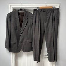 St Michael Suit Men's Jacket 44" Trousers 38" Brown Wool 2 Piece Single Breasted