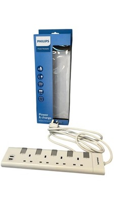 Philips CHP4140WA Power Multiplikator Strip UK Plug 4 Outlets 3250W gebraucht Connector