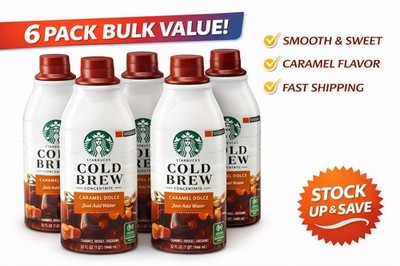Starbucks Cold Brew Coffee Concentrate Caramel Dolce 32oz 6 Pack