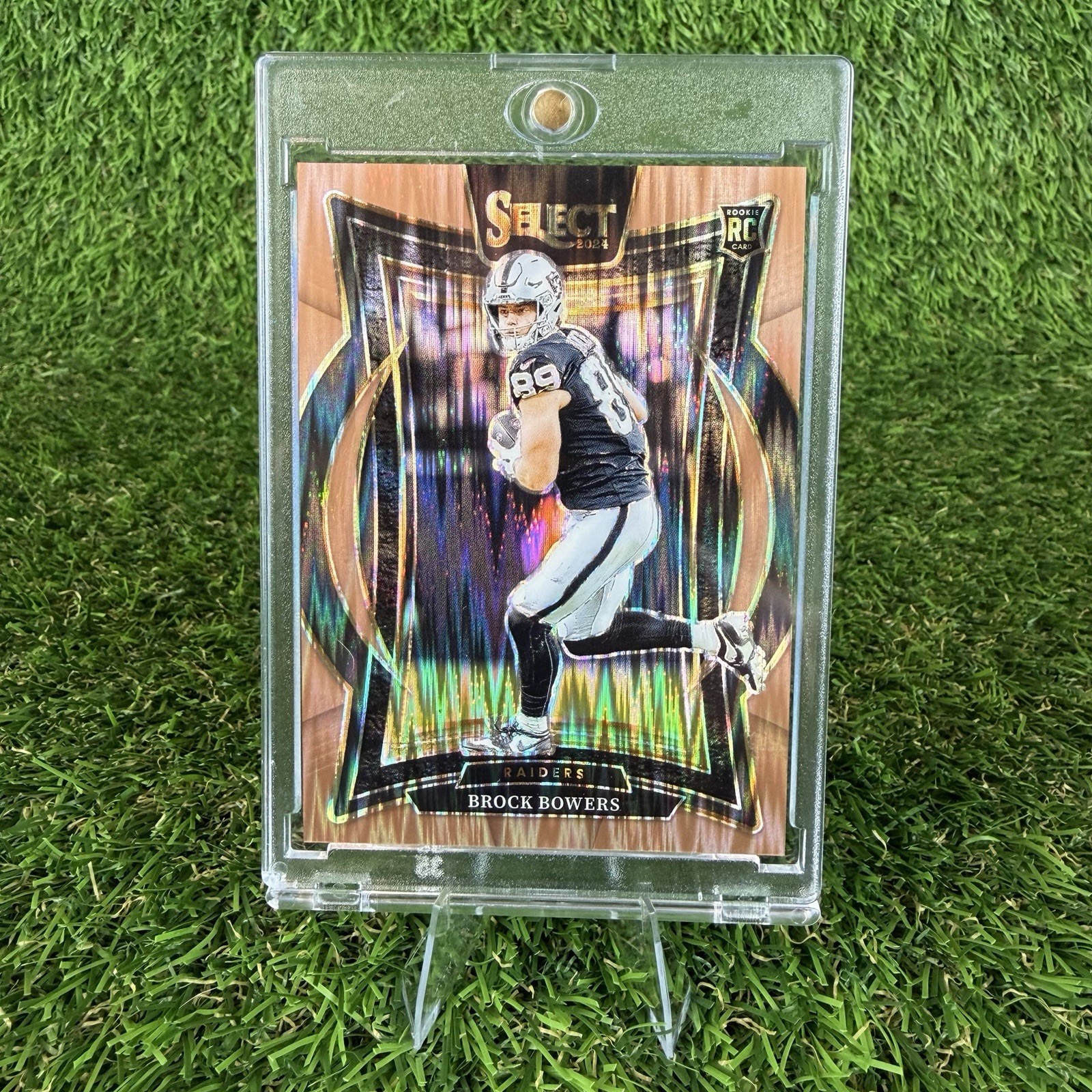 2024 Panini Select Brock Bowers #31 Rookie RC Copper Prizm Shock /299 Raiders