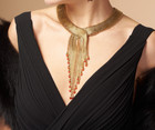 Girocollo Donna Egittizzante Corallo Dorata Oro Giallo Collana Antica Cleopatra