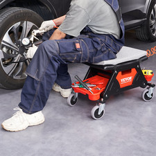 Mechanics Stool - 300 LBS Capacity, Rolling Mechanic Seat with 4" Wheels, Tool T