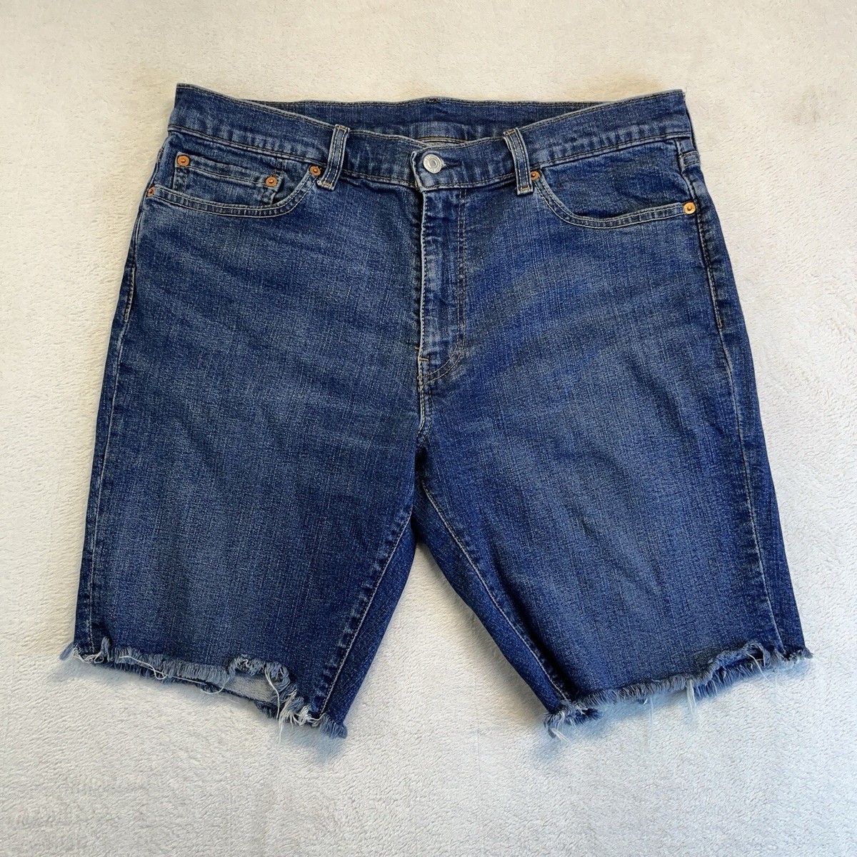 Levis 511 Shorts Men 36 Blue Raw Hem Dark Wash Denim Cutoffs 9