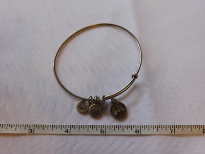Alex and Ani Bangle Adjustable Bracelet Peace Sign Silver Tone