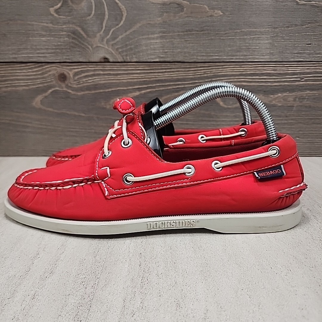 Sebago Docksides Shoe Mens Size Red Neoprene Casual Boat Loafers Preppy