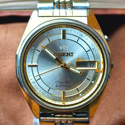 Japanese Watch ORIENT CRYSTAL 3 AAA Vintage Automatic Watch 21 Jewels Gold Dial