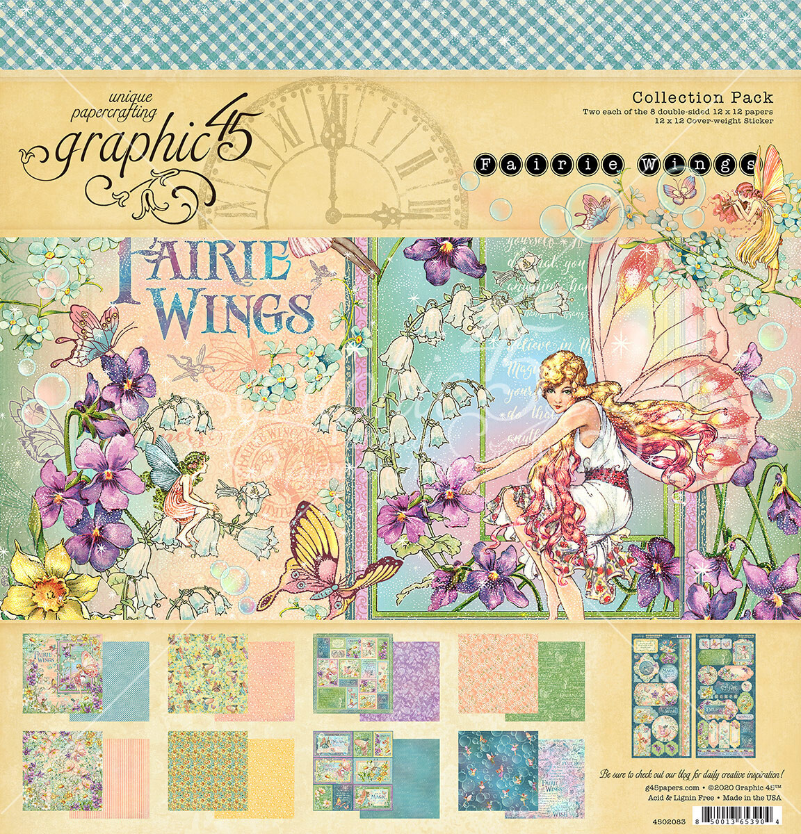 NEW  Graphic 45 12"" x 12"" Paper Collection Kit Fairie Wings