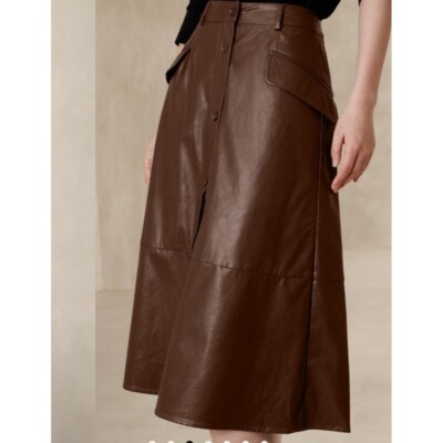 Banana Republic Vegan Leather Midi Skirt Size 0 | eBay