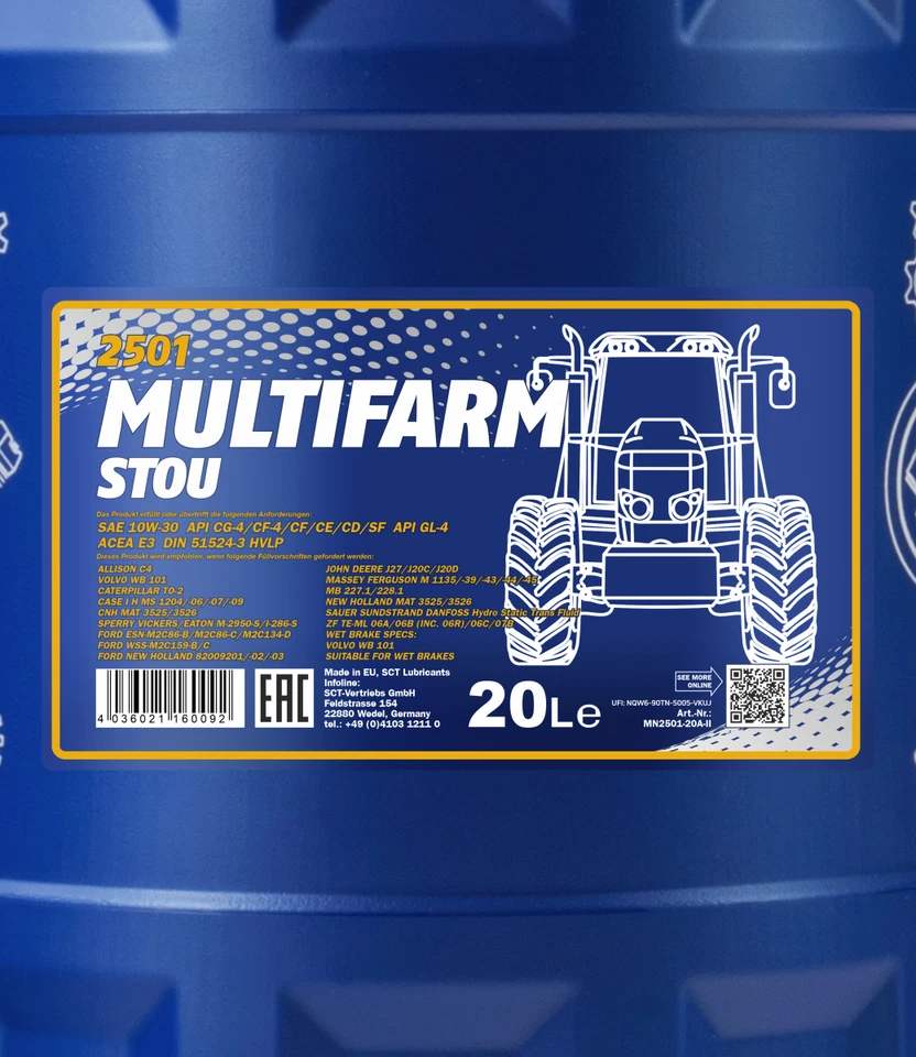 20 Liter MANNOL Multifarm STOU 10W-30 Motoröl API CG-4/CF-4/CF/CE/CD/SF - Bild 2 von 2