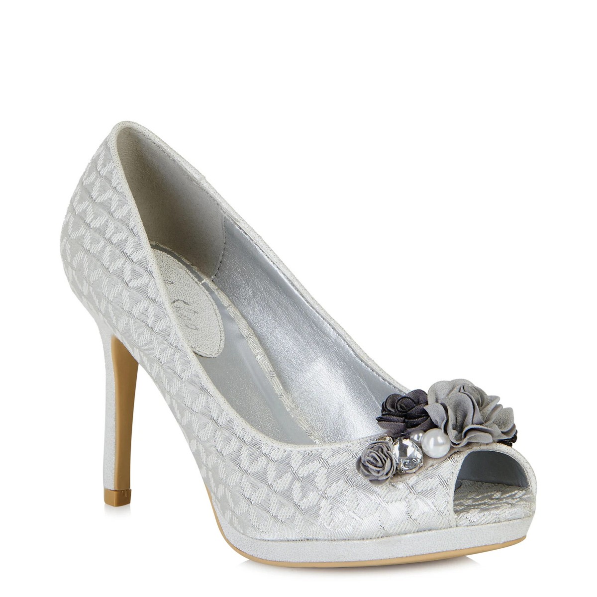 Ruby Shoo Sonia Siver Ladies Peep Toe High Heels Party New RRP