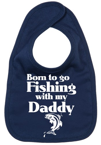 Babero de pesca para bebé "Nacido para ir a pescar con mi papá" pez papá padre regalo - Imagen 8 de 13