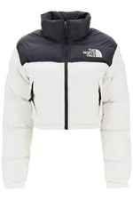The North Face Womens Nuptse Short Puffer Jacket / White Black / Rrp £290
