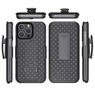 For iPhone 16 15 14 13 12 XR Armor Holster Kickstand Belt Clip Rugged Case Cover