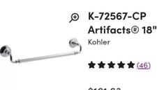 KOHLER 72567-CP Artifacts 18 In. Towel Bar Polished Chrome New In Box