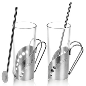 latte glasses with metal handles
