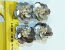 Vintage Shoe CLIPS MOP Mother Of Pearl Faux Pearl Centers