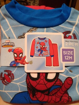 Marvel Infant Boys Red & Blue Spiderman Pajamas Sleep Set 12 Months