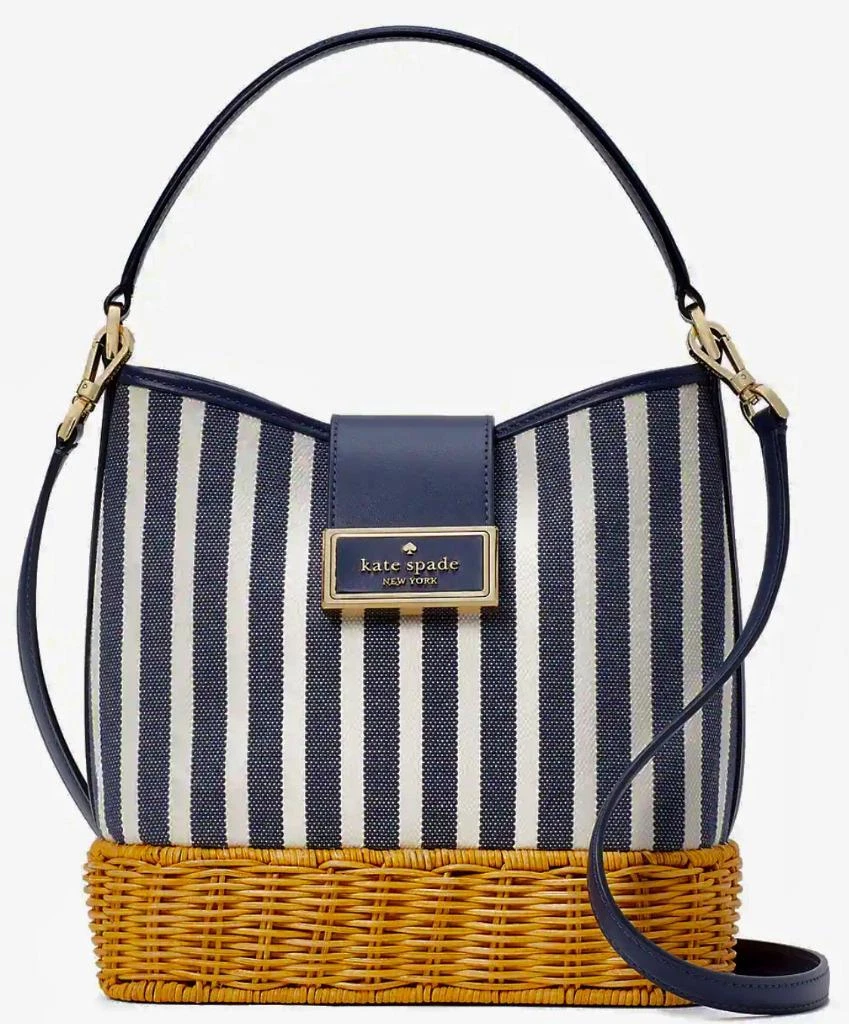 Canvas Bucket Bag - Red Navy Stripe