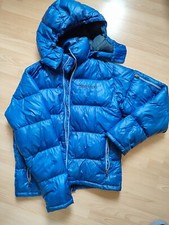 Marmot 650 Fill Goose Down Blue Puffa Jacket Medium Stockholm Hooded Lightweight
