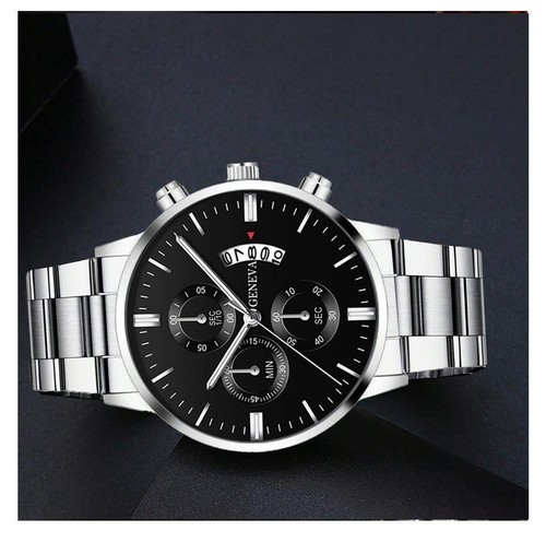 Fashion Men Stainless Steel Watch Luxury Calendar Quartz Wrist Watch Business Wa - Picture 14 of 26