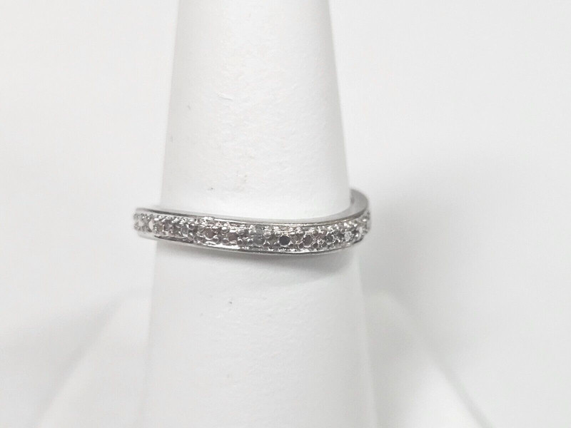Estate  Sterling Silver Wave Diamond Band Size 7