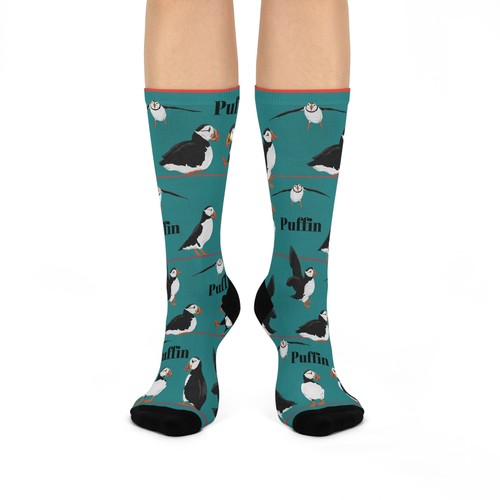 Papageientauchersocken Unisex 1 Größe bequem dehnbar blaugrün Atlantische Vögel Original NEU - Bild 2 von 7