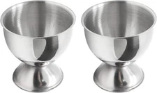 2pcs Silver Egg Cups Stainless Steel Holder, Soft Boiled & Hard Boiled... 