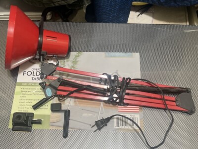 Underwriter Lab Drafting Lamp Desk Light Red EUC Rare Am-2945 W/Mount Tested