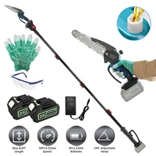 Cordless Pole Saw Mini Chainsaw 2-in-1 Tree Trimming 8”Extension Rod Adjustable