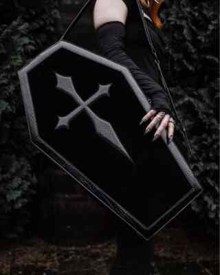 KILLSTAR COFFIN WEB / CROSS WEEKENDER OVERSIZED GOTHIC SHOULDER BAG - BLACK NEW!