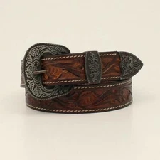 N2714302 Men's Nocona HD Xtreme Floral Tooled Brown Belt NEW