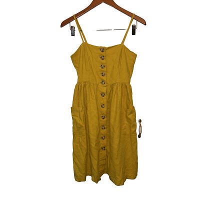 Forever 21 Dress M Mustard Yellow Fall Spaghetti String Pleated Back Stretch | eBay Forever 21 Dress M Mustard Yellow Fall Spaghetti String Pleated Back Stretch | eBay