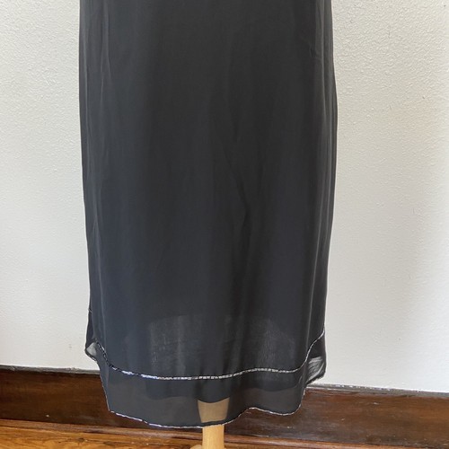 Vintage 90’s Express Black Beaded Sleeveless Midi Cocktail Dress Size 7/8 - Picture 5 of 10