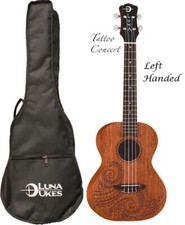 Luna Mahogany Series Tattoo Concert Ukulele LEFTY, UKE TC MAH L