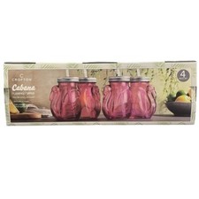 Crofton Cabana 4pk Pink Glass Flamingo Sippers Mason Jar W/Straws New In Box!
