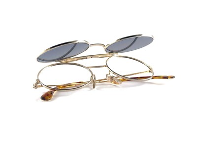 NEW RARE VINTAGE KENZO 47/29 HINGED SILVER & GOLD SUNGLASSES