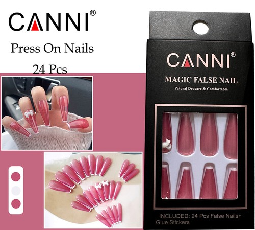 CANNI 24pcs Press On False Finger Nails - Fake Nails Glittered Solid Colours - Picture 80 of 99