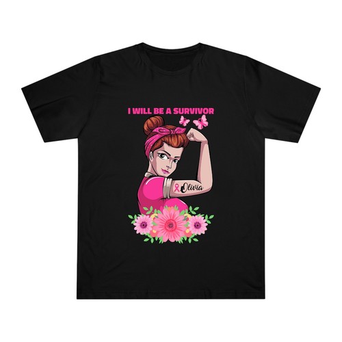Personalised I will be survivor breast cancer tshirt, Custom your name or text t - Picture 3 of 7
