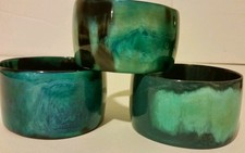 Buffalo Horn blue green laquered Bangle bracelet