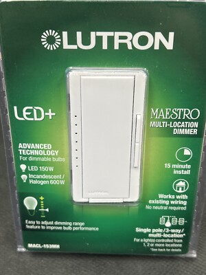 Lutron Dimmer Switch Light Control Dimmable LED Halogen Incandescent White