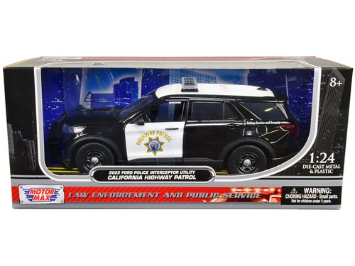 Ford Police Interceptor Utility Diecast Model Car CHP 2022 noir et blanc 1/24