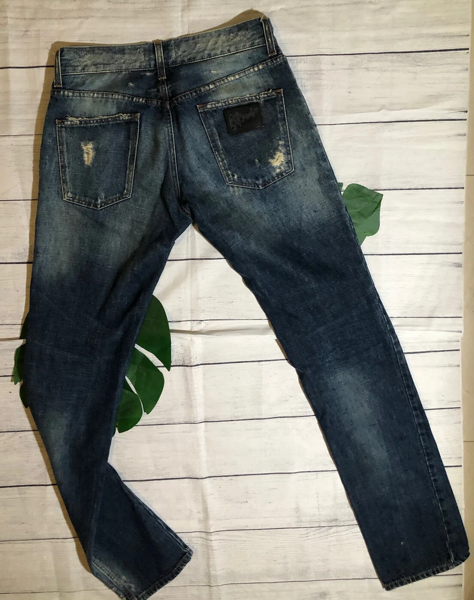 DOLCE & GABBANA D&G Destroy Damage Denim Pants Jeans Men 46 Crash