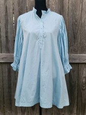Shop The Mint Womens Puff Sleeve Mini Dress Med Lt Blue Cotton Feminine *READ*