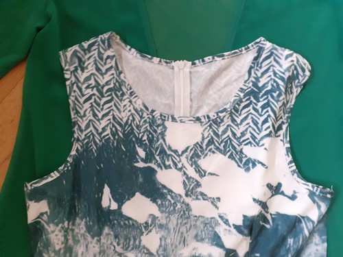 2 teiliges Abendkleid, Partykleid mit Mantel grün weiß geblümt Gr. L neuwertig - Bild 18 von 19