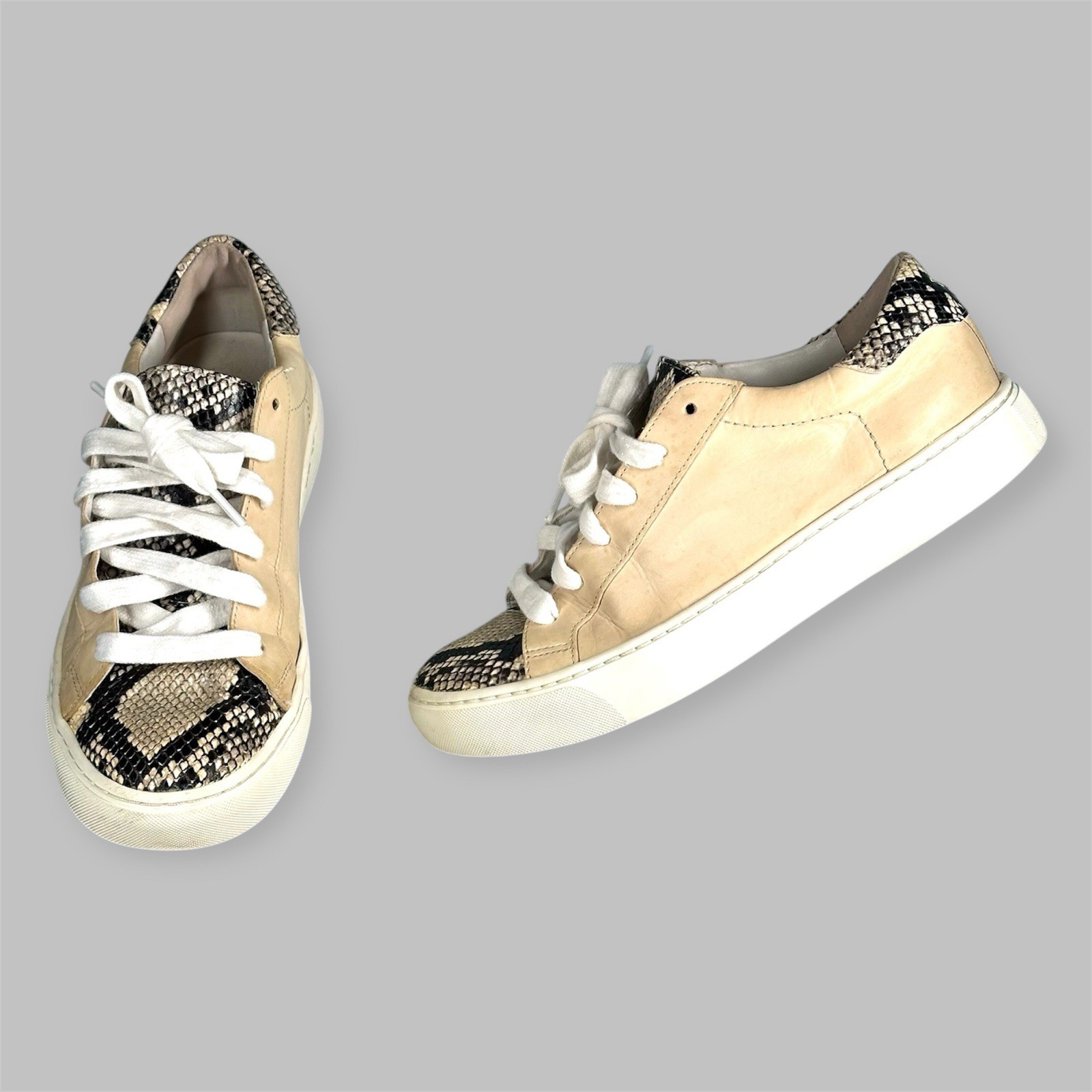 Veronica Beard Beige Snakeskin Python Texture Low… - image 1